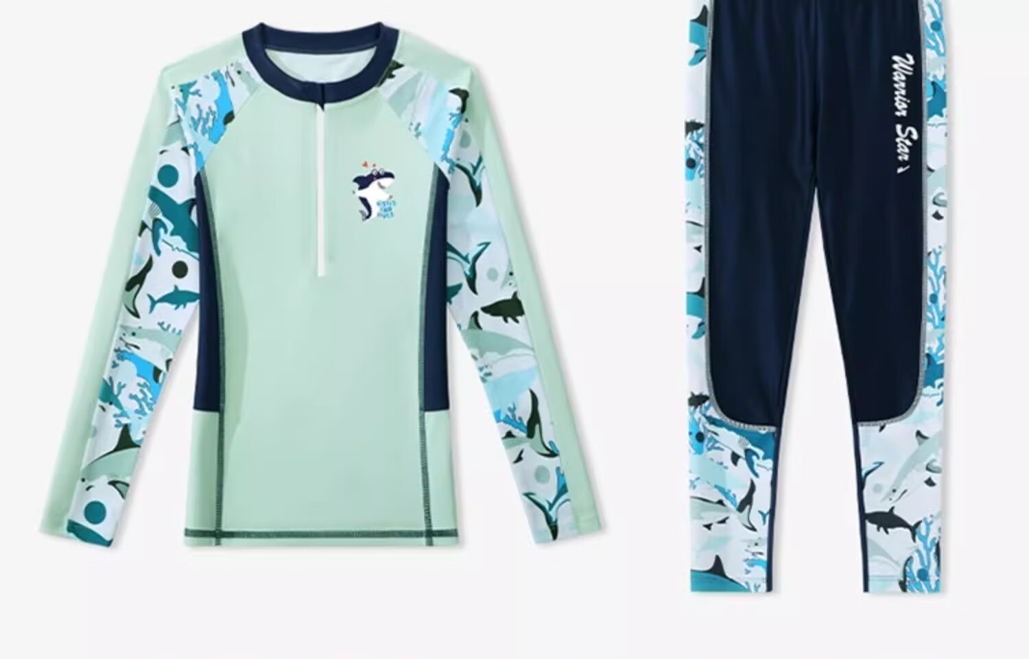 Huili Children's Swimwear, Boys' Two-Piece Long-Sleeve And Long Pants Set, for Travel And Play, Big Kids' Swimsuit 35242, Army Green, Size 110 8