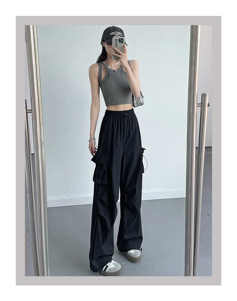 Langsha Women's Work Pants 2026 New American Style High Waist Wide Leg Quick-Dry Lightweight Outdoor Hiking Cargo Pants 14