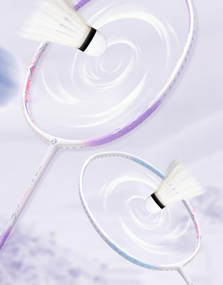 KUMPOO Badminton Racket, Full Carbon Fiber, 5U Ultra-Light Offensive Type, for Beginners And Intermediate Players, Single Racket, Xunfeng Nebula White And Purple Color 4