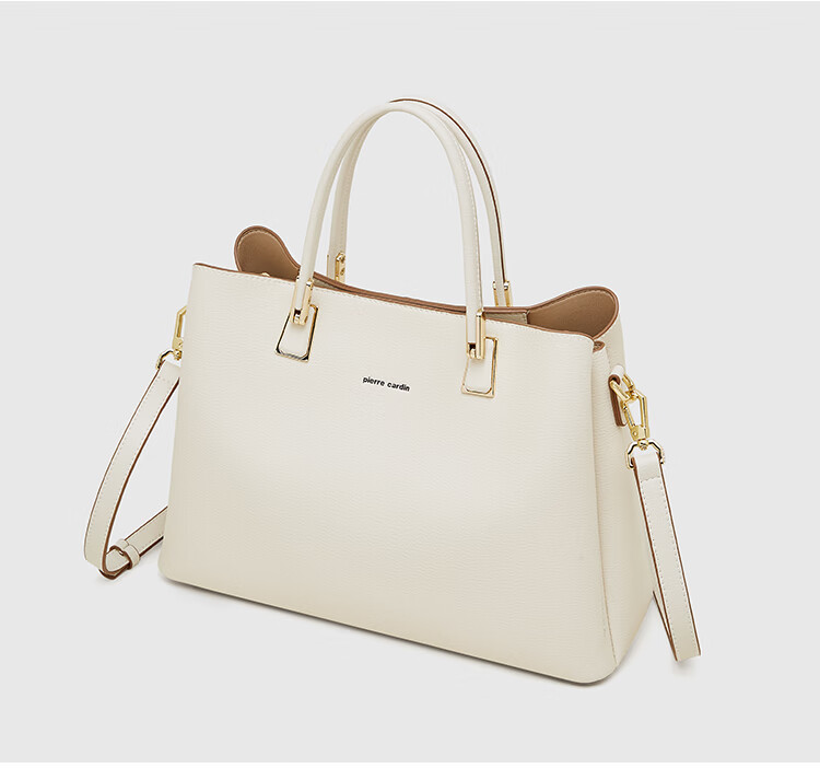 Pierre Cardin Women's Handbag, Holiday Birthday Gift, High-Quality Fashion Cowhide Tote Bag, Shoulder Crossbody Bag, Apricot Color, Gift Box Included 9