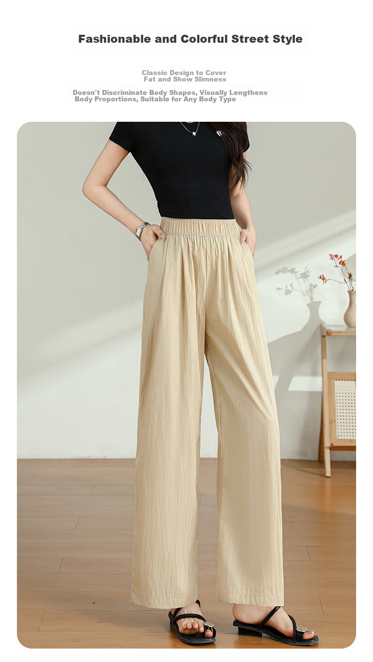 Jeanswest Casual Pants for Women, Summer Trendy Loose-Fitting Draping Solid Color Versatile Yamamoto Wide-Leg Pants, Pink, Size L 3