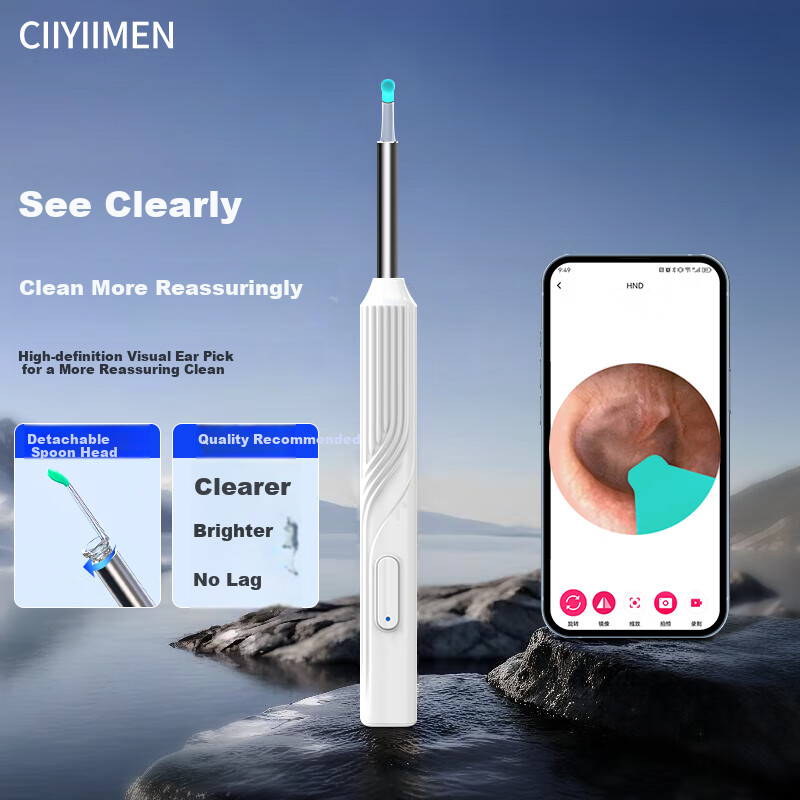CIIYIIMEN Intelligent Visual Ear Pick High-Definition Ear Cleaning Tool for Adults And Children, Luminous Ear Spoon, White