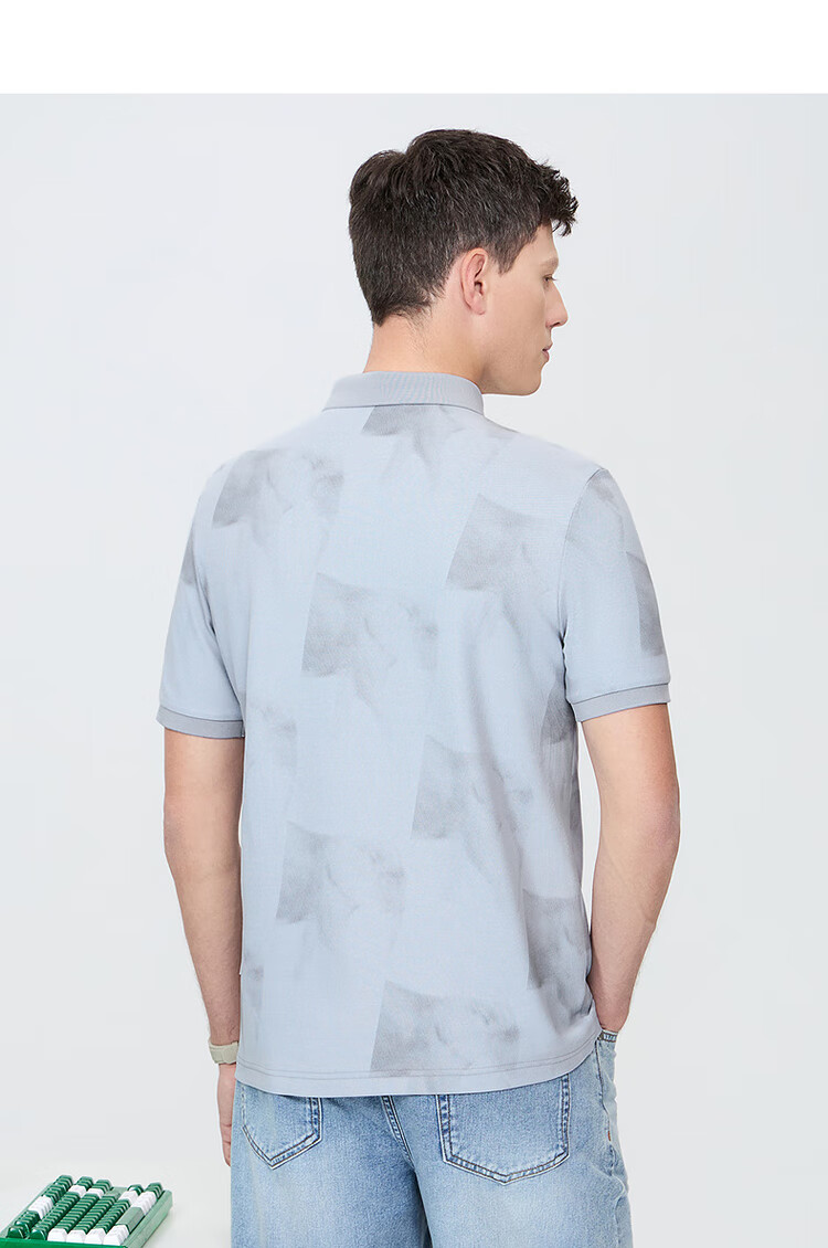 DANCING WOLVES [7A Antibacterial 2A Anti-Mite] Cool Breathable Summer Full-Print Men's Short-Sleeve POLO 801 Off-White XL(180) 11