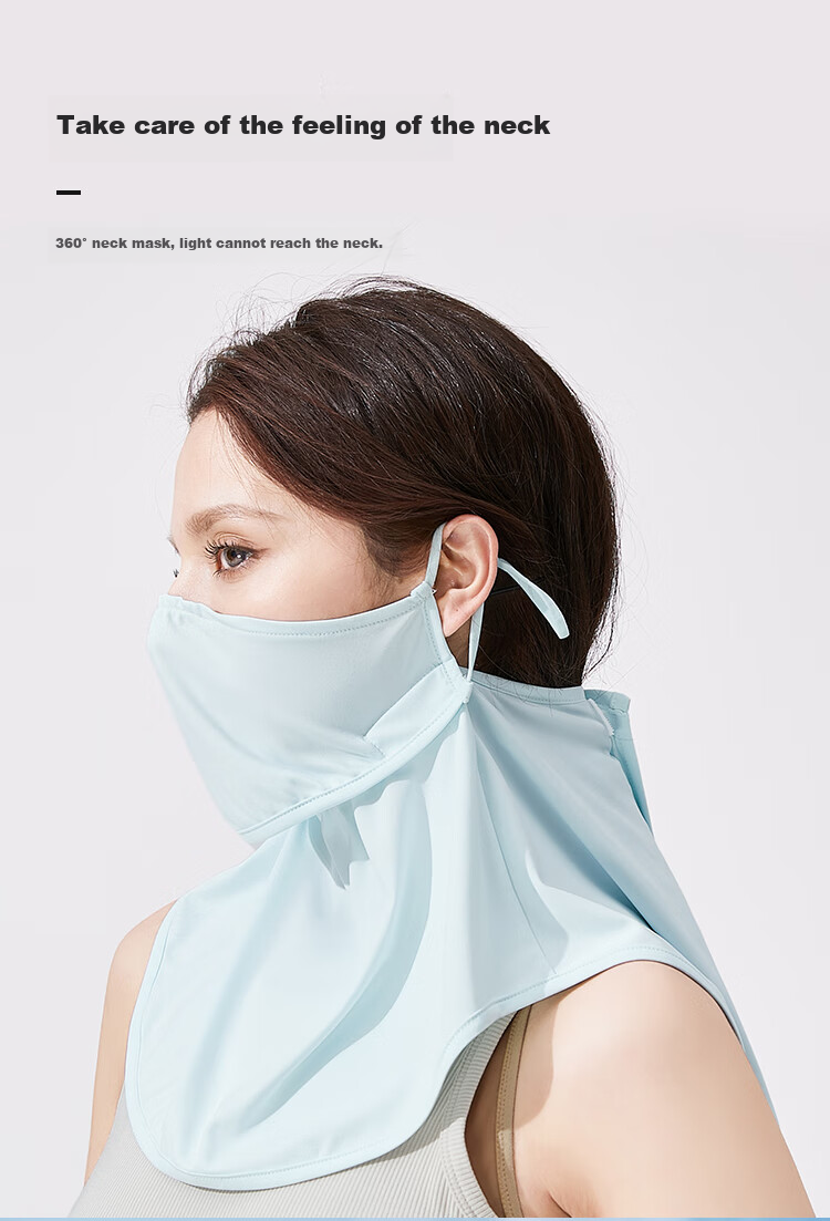 JIUMU Ice Silk Sun Protection Face Mask for Women, Summer UV Protection Sunshade Veil, Neck Guard for Driving, Breathable Full Face Mask 3