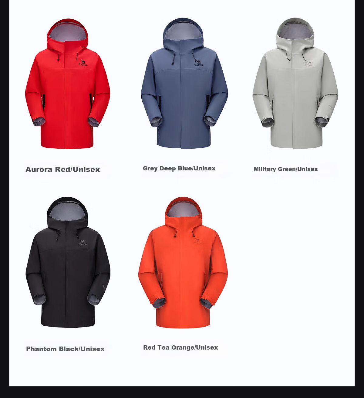 CAMEL Outdoor Hardshell Jacket for Men And Women, 3L Waterproof Rainproof Mountaineering Coat, Professional Storm Protection, Model 1864, Size L 18