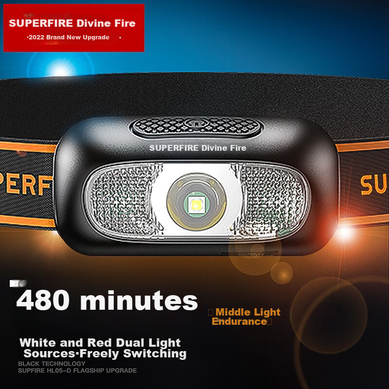 SupFire HL05 LED High-Intensity Headlamp for Night Fishing, Long-Range USB Rechargeable Emergency Outdoor Cycling Mining Lamp Head-Mounted L