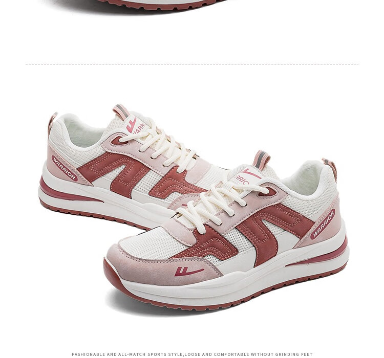 Warrior Official Women's Sports Shoes 2026 Spring New Trendy Shoes for Women Pink Beige Size 38 27