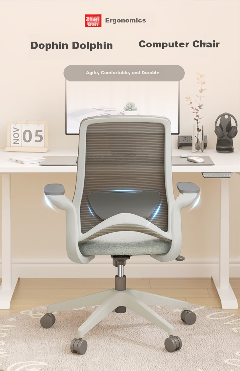 AURORA CELT Dolphin Computer Chair, Office Chair, Simple Mid-Back Adjustable Seat Chair with Flip-Up Armrests And Reversible Backrest 1