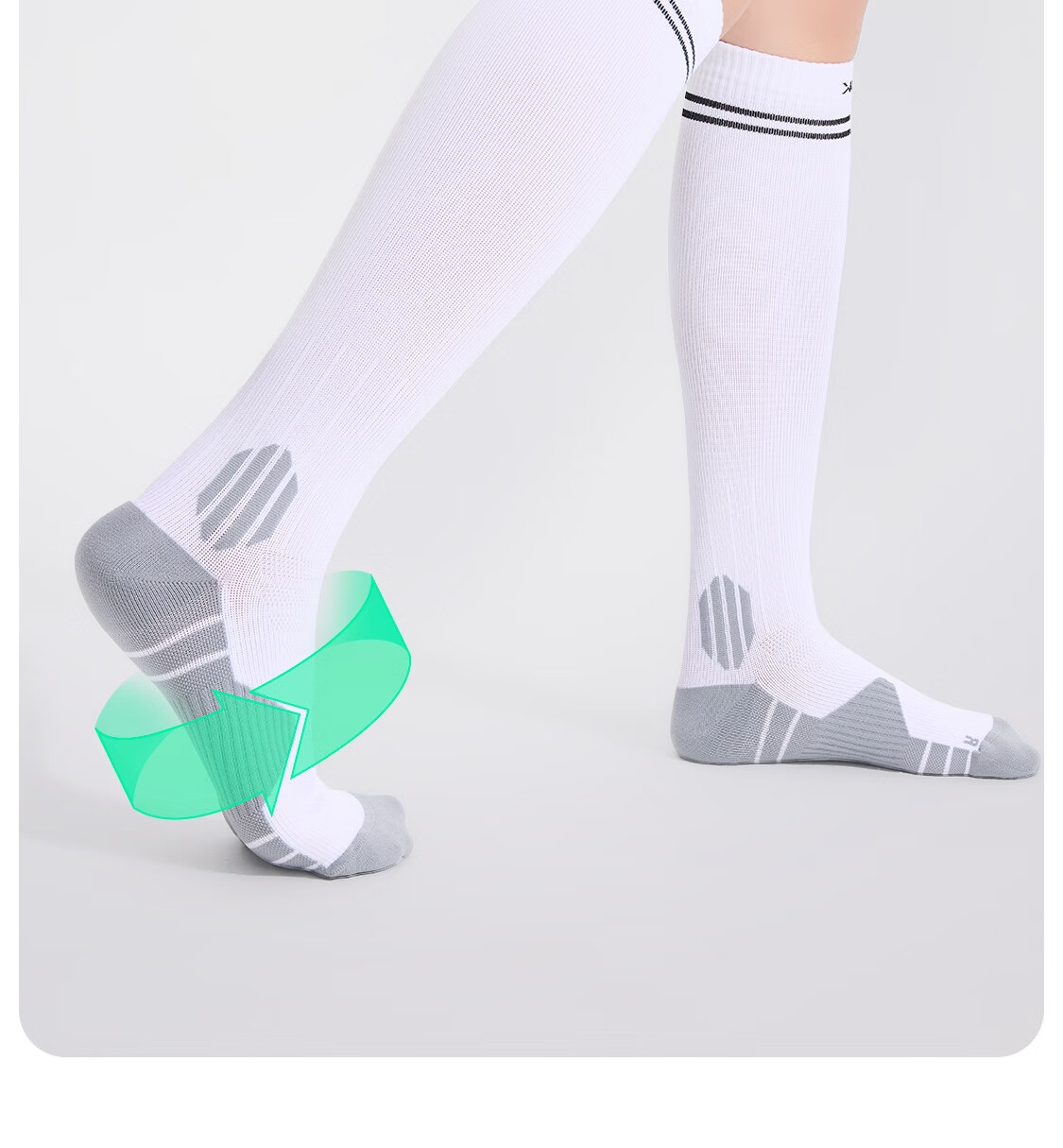 Keep Men's Long Compression Sports Socks Professional Marathon Football Running Calf Socks 2 Pairs Black Size M 7