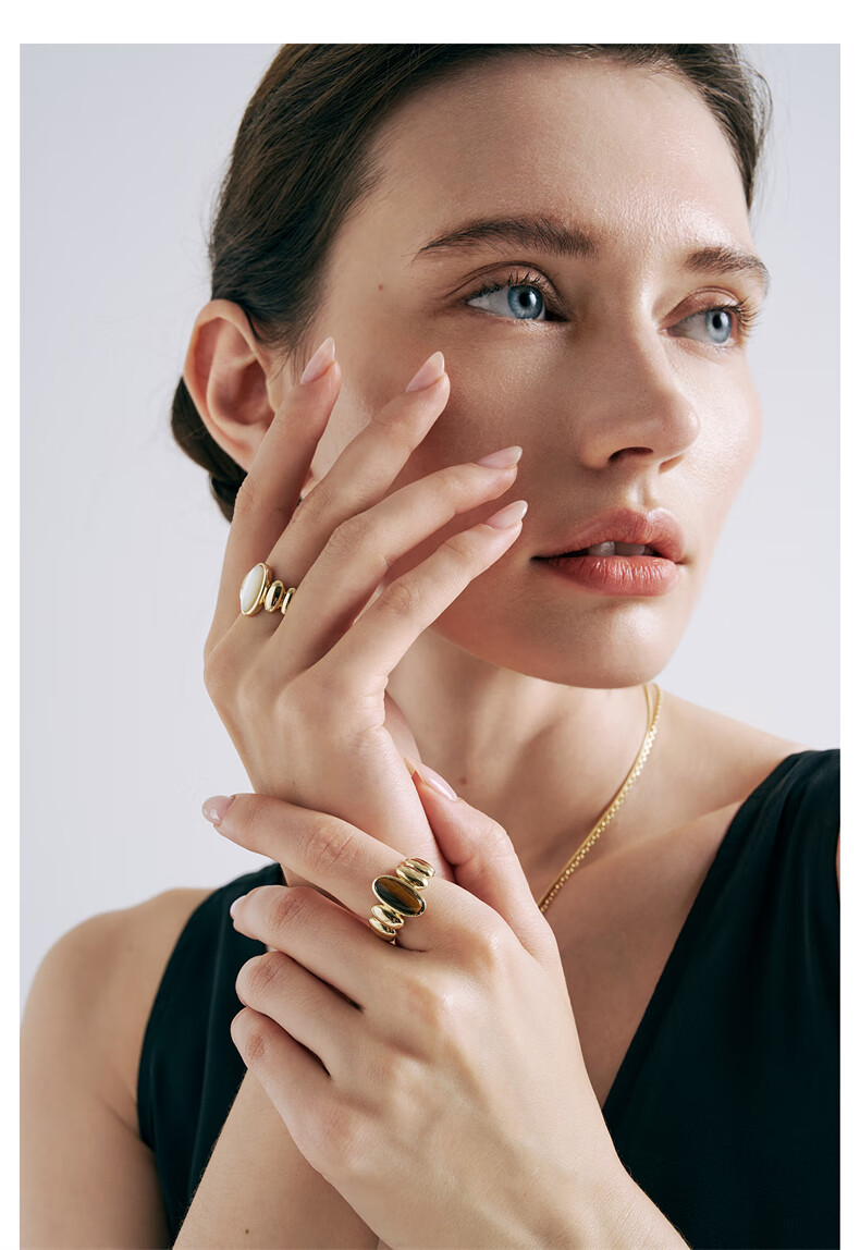 Amber Lollipop Wang Yumen Same Style Tiger's Eye Stone Ring, Women's Adjustable Ring, Birthday Mother's Day Gift for Mom Or Wife, Practical Present 3