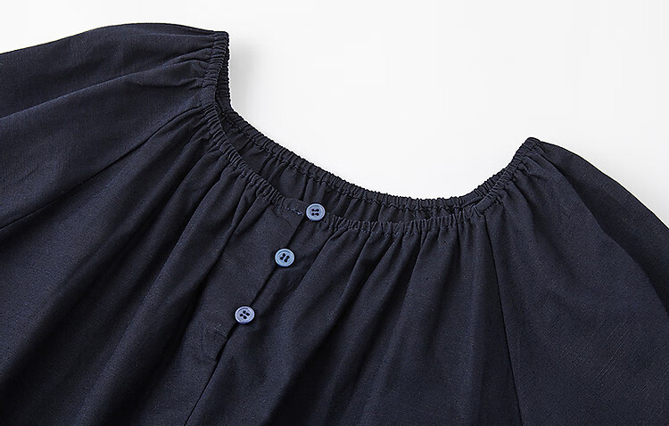 Dme [Elastic One-Shoulder Round Neck Two-Way Wear] Summer Lightweight Linen Cotton Blend Blouse Elegant Shirt Women's Top 9