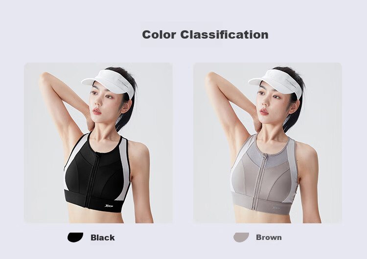 XTEP Sports Bra for Women with Front Zipper, Shock-Absorbing High-Strength Bra, Chest Binding Bra, Running Yoga Vest, Can Be Worn As Outerwear 9