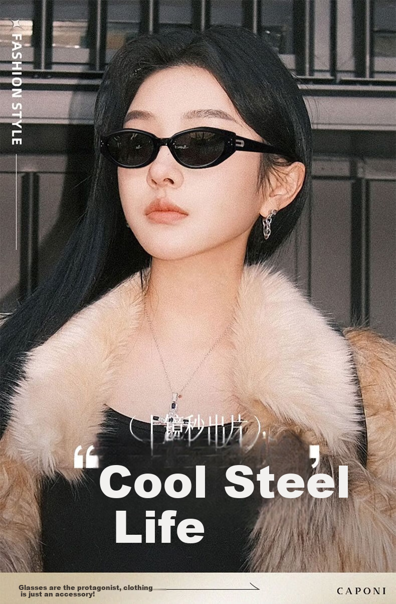 Angelamiao Women's Cat-Eye Small Frame Versatile Fashionable Sunglasses, High-Definition Polarized Sunglasses for Back-To 9