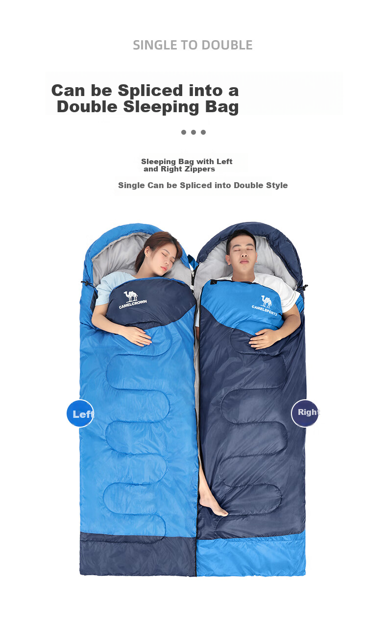 CAMEL Spring And Summer Outdoor Camping Overnight Thickened Winter Cold-Proof Cotton Sleeping Bag K1103 Moonstone Gray 1.35Kg Right 10