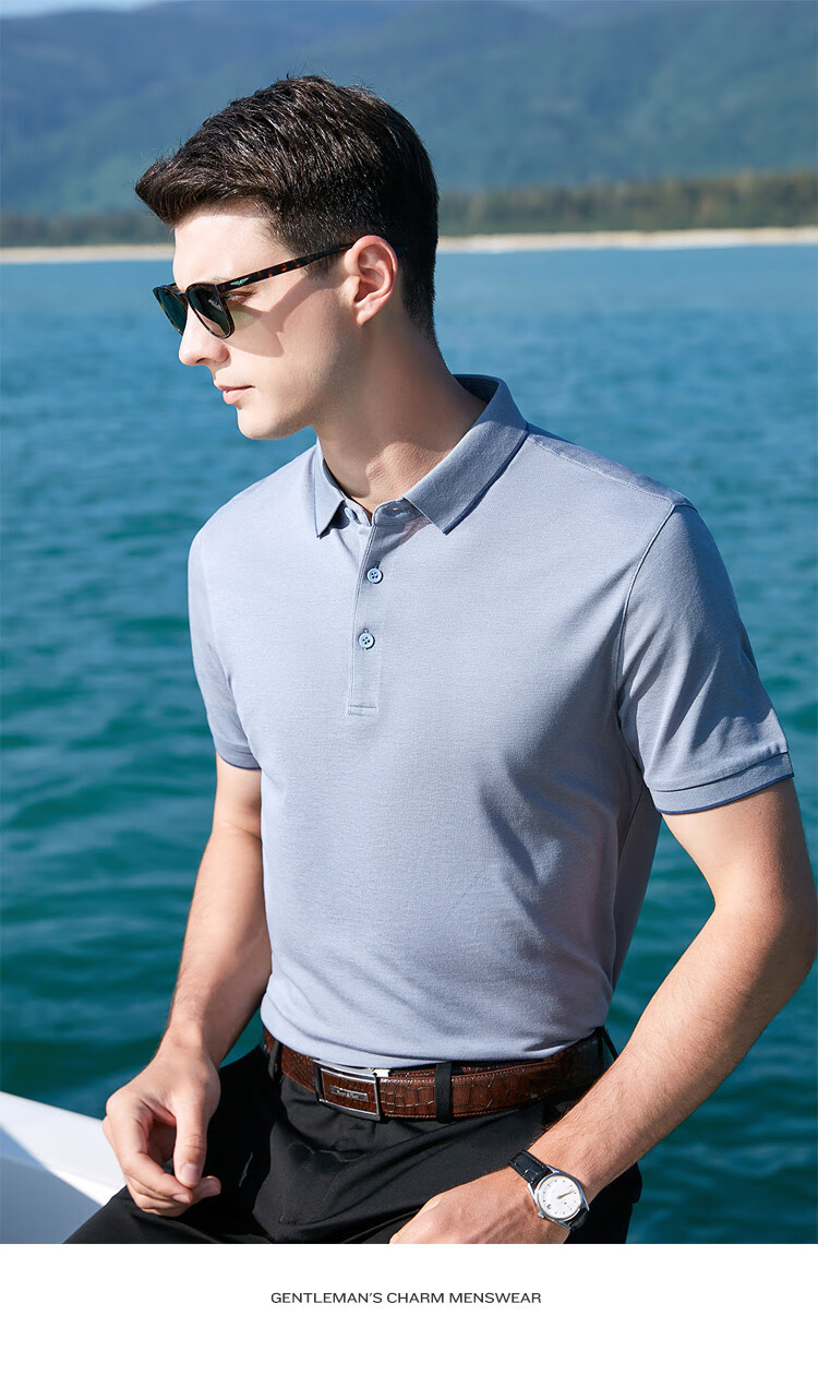 Antonio 55% Mulberry Silk Cooling Breathable High-End Short Sleeve Polo Shirt Men Summer Knitted Business Casual T-Shirt Top 28