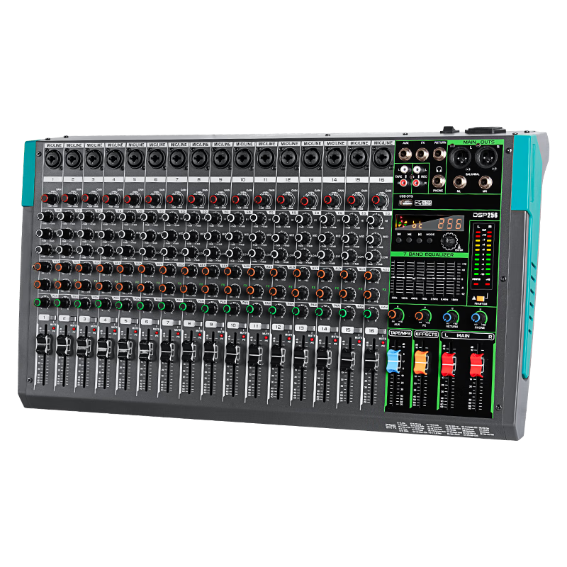 Depusheng PA-16 Professional 16-Channel Mixer for Stage Performances, Video Conferences, Band Singing, Live Recording, And Streaming with USB And Bluetooth, Offering 256 Digital Reverb Effects And Auxiliary Outputs