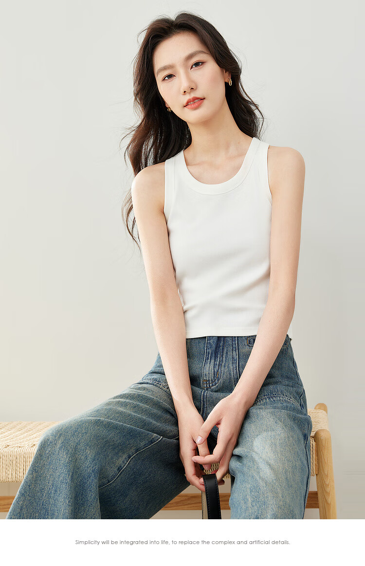 Fansiman White Tank Top Women's Inner Wear 2026 Summer Outerwear Slim Knit Top Apricot L 8