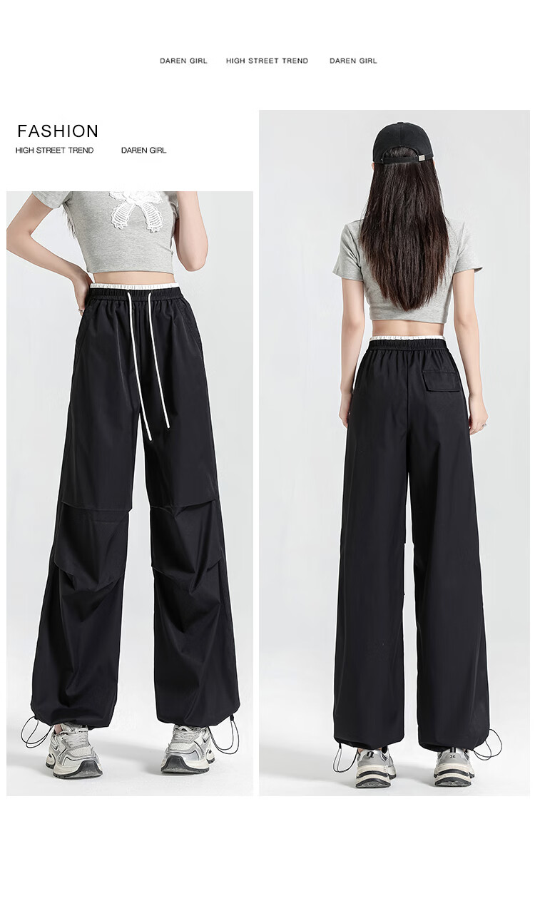 Free Style Paratrooper Cargo Pants for Women Spring Summer High Waist Draped Casual Wide Leg Ice Silk Quick-Dry Hiking Sports Pants 17