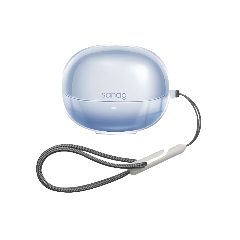 ESCASE S8S Protective Case for Sanag Earphones, Wireless Bluetooth Storage Box, Shockproof Dustproof Transparent Silicone Soft Case for Bare Device, Aesthetic Design with Lanyard