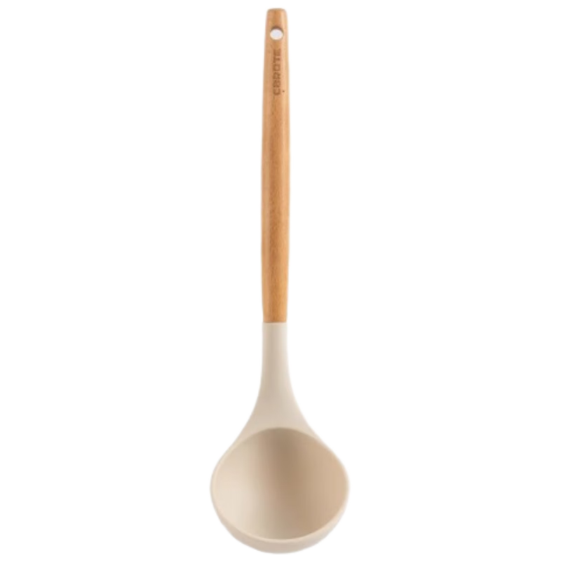 Carrot Silicone Soup Ladle with Wooden Handle, High Temperature Resistant Non-Stick Food Grade Silicone Spoon for Hot Pot and Soup Cooking Utensil