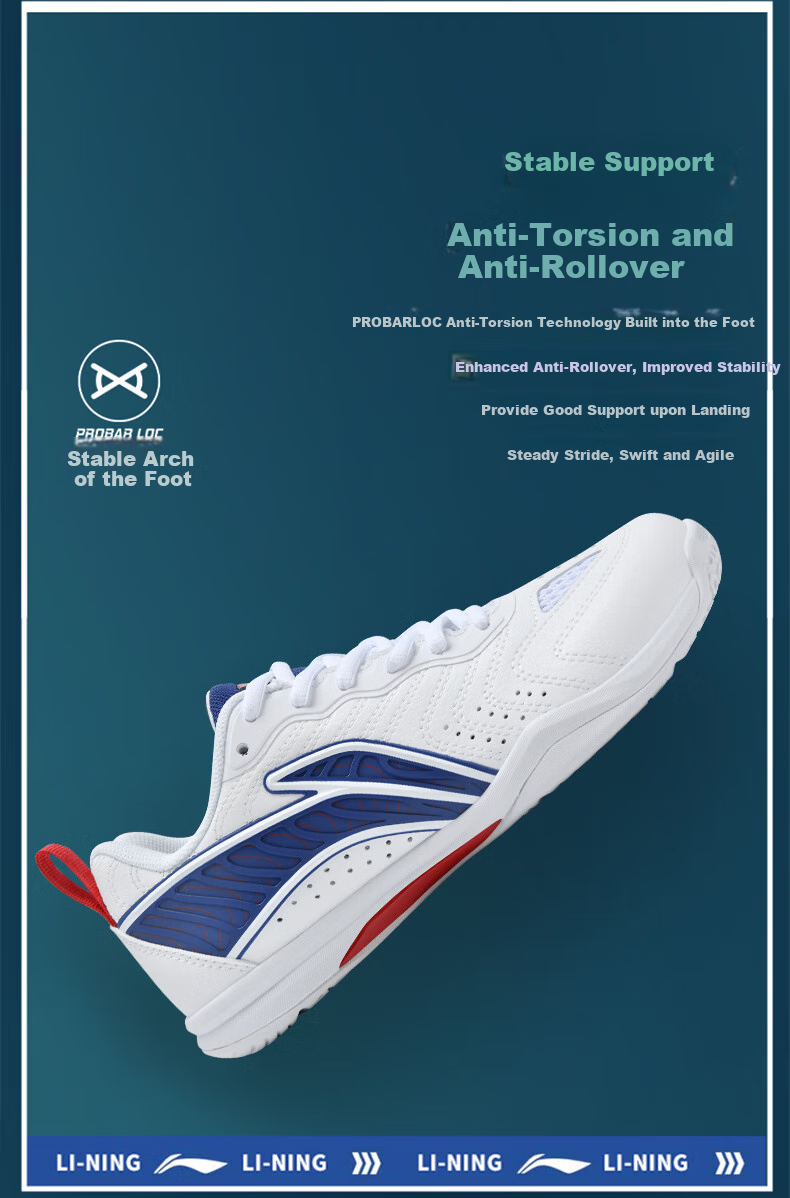 Li-Ning Table Tennis Shoes Eagle Eye 3.0, Non-Slip, Wear-Resistant, Breathable, Professional Training Sports Shoes, Unisex, White/glossy Blue, Size 43 3