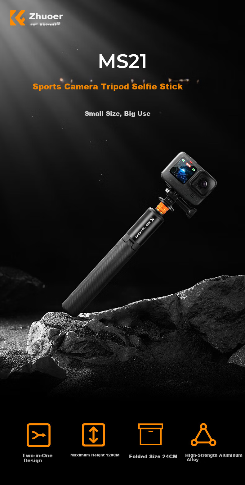 Zhuoer Suitable for DJI Nanopocket 3, Action 6/5pro/4 Selfie Stick, GoPro 13/12 Action Camera Extension Pole, Tripod, Yingshi InstaX5 Bracket 1