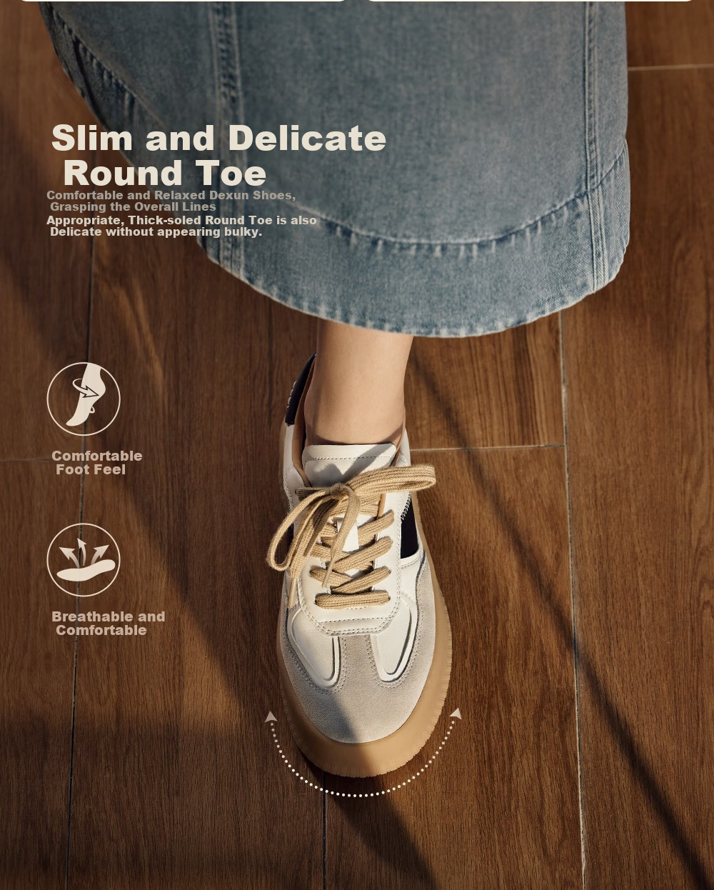 73Hours Celebrity-Inspired Women's Shoes, New Casual Style for Travel, Color-Block Platform Round-Toe Dexun Shoes, Fashionable 7