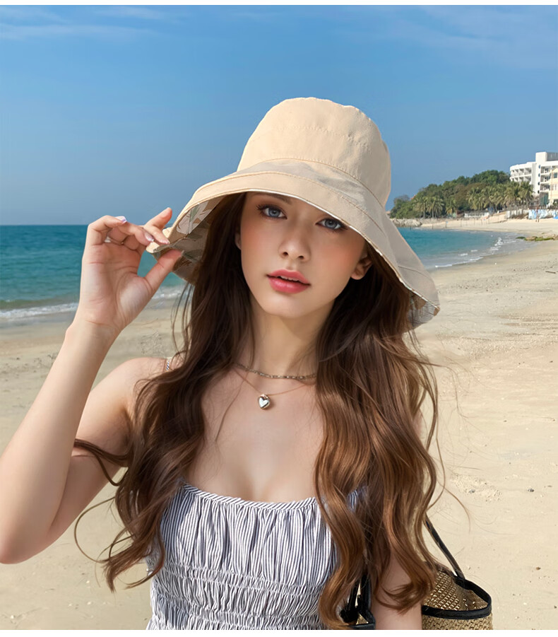 GLO-STORY Women's Sun Hat, Wide Brim Double-Sided Fisherman Hat, Casual Sun Hat, Outdoor Face-Covering UV Protection Hat for Wome 6