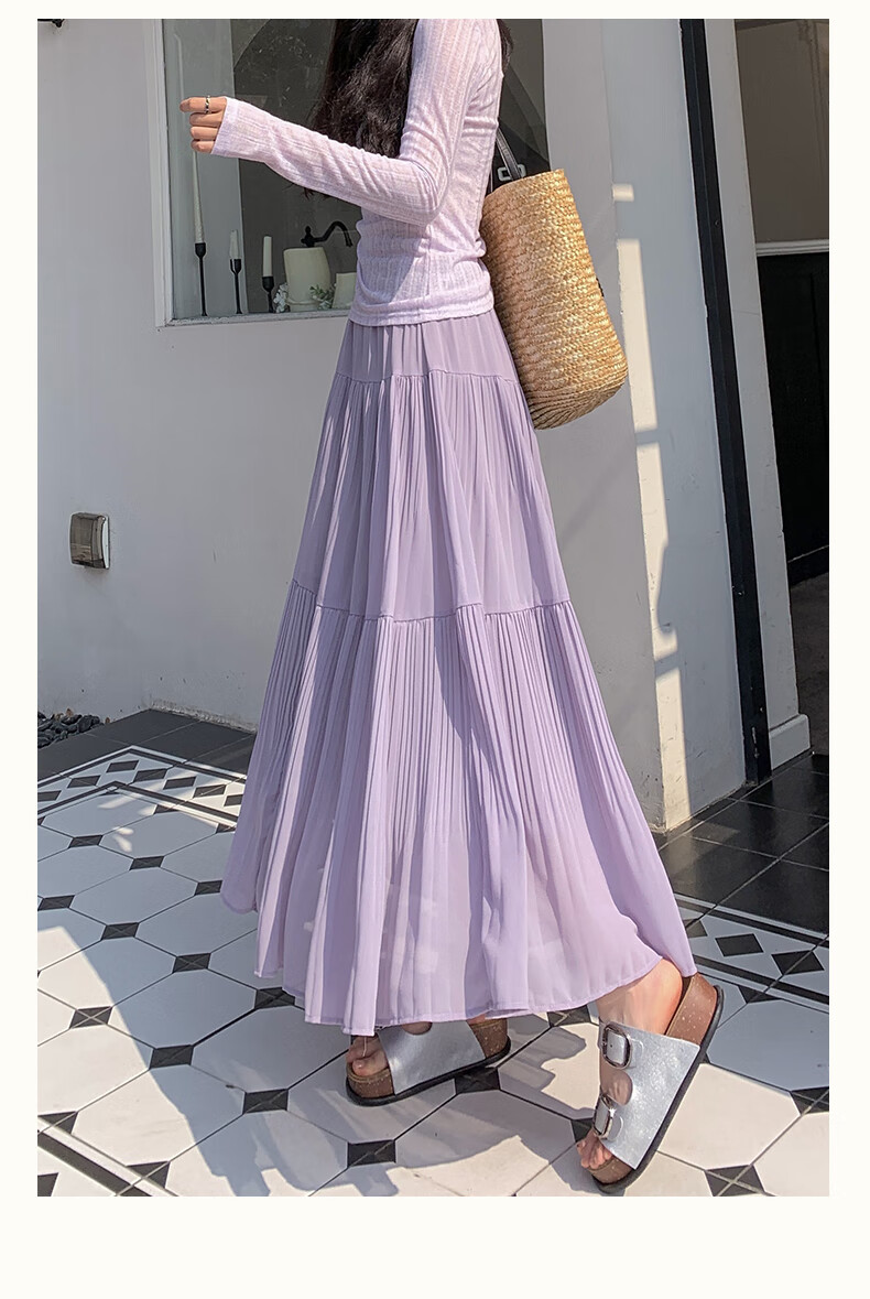 BOPRUIEY Pleated Chiffon Skirt for Women, Summer High-Waist Draping Gentle Elegant A-Line White Long Skirt 15