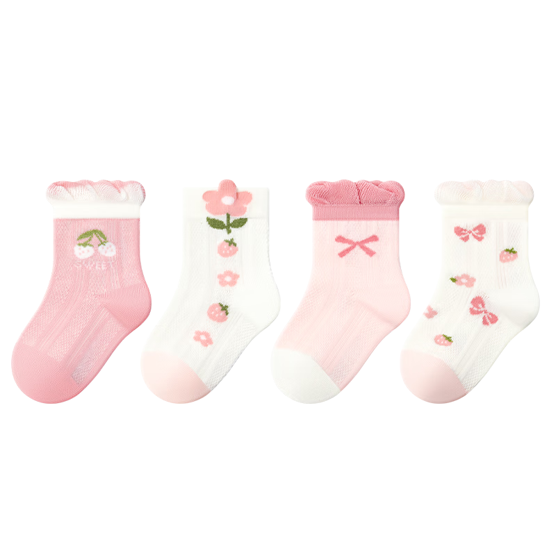 Baby Summer Thin Cotton Socks Cute Newborn Breathable Mesh Socks Girls Princess Mid-Calf Socks