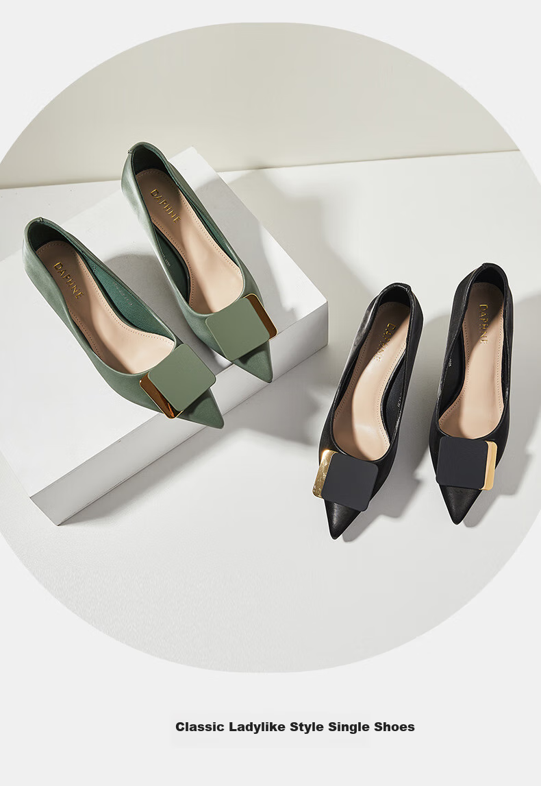 DAPHNE Women's High Heels, Fashionable Elegant Pointed Toe Stilettos, Slip-On Dress Shoes, Women's Footwear 4622101040, Green, Size 36 12