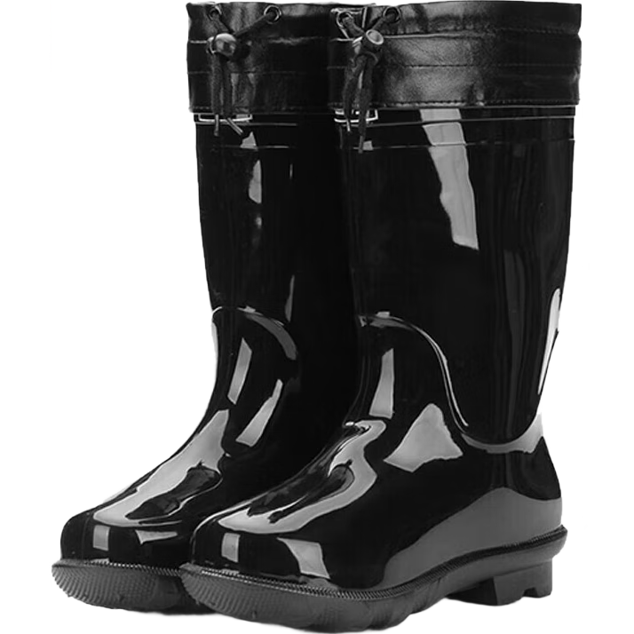 Warrior Men's Waterproof Rain Boots with Fleece Lining, Warm, Fashionable, Non-slip, Durable Outdoor Mid-Calf Black Size 40 HL838