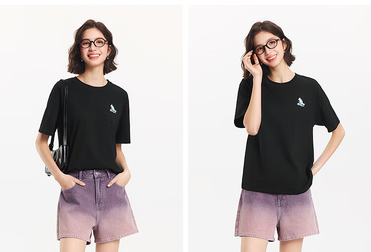 Semir [Colorful Cool-Feeling T-Shirt] Women's Short-Sleeve T-Shirt, Mid-Length, Loose-Fitting, Comfortable Embroidered Top, 109324100007 13