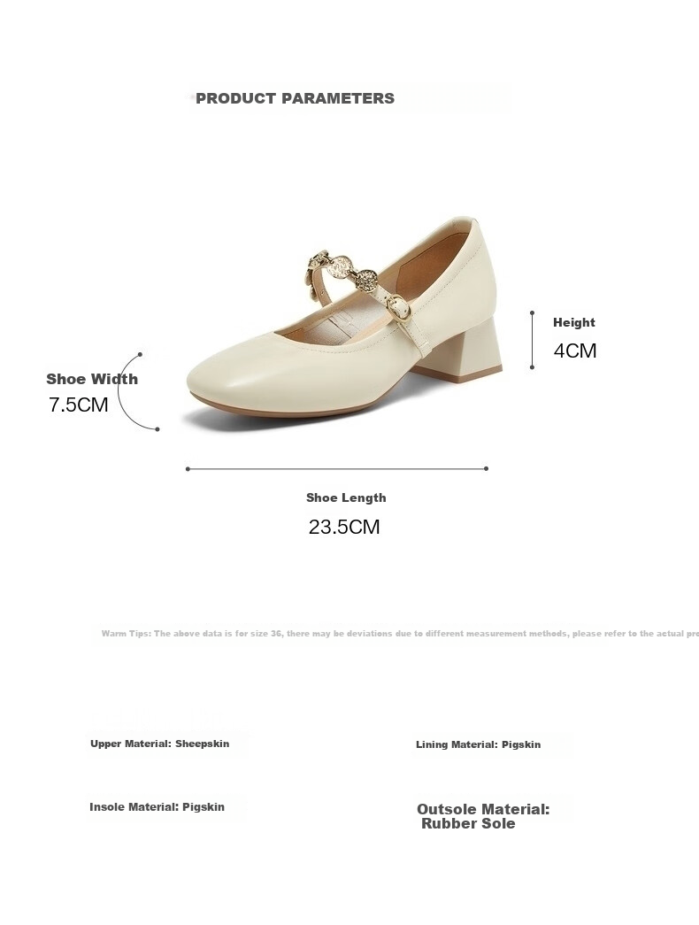 BASTO [Bailinlan] Department Store Lambskin Ballet Mary Jane Shoes, Chunky Heel Women's Pumps A1622AQ5 4