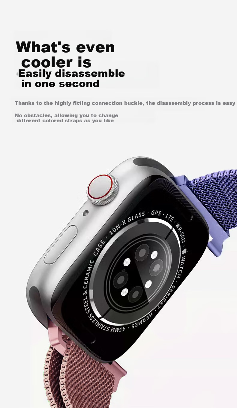 Mashi Compatible with Apple Watch Band for Women, Stainless Steel Milanese Loop Magnetic Strap for Ultra 4/3/iWatch S12/11/10/9/8/7/SE Breathable Wristband 10
