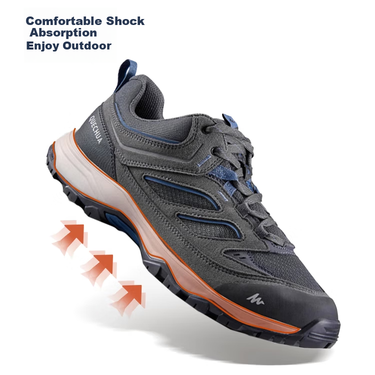 DECATHLON Men's MH100 Low-Top Lightweight Breathable Outdoor Mountain Anti-Slip Hiking Shoes, Black And Gray, Size 39-2938497