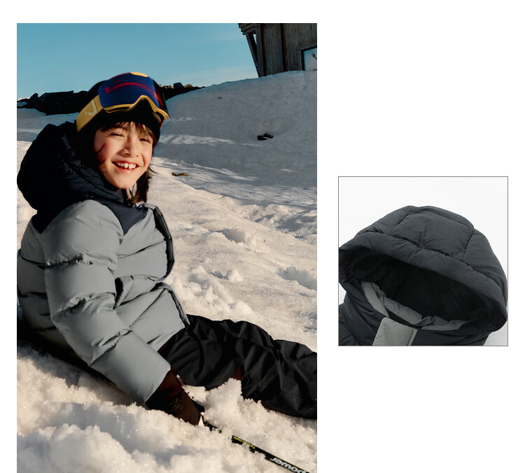 BALABALA Children's Long down Jacket for Winter Sports, Warm Outdoor Patchwork Color-Block Coat [bp] 208424107208 22