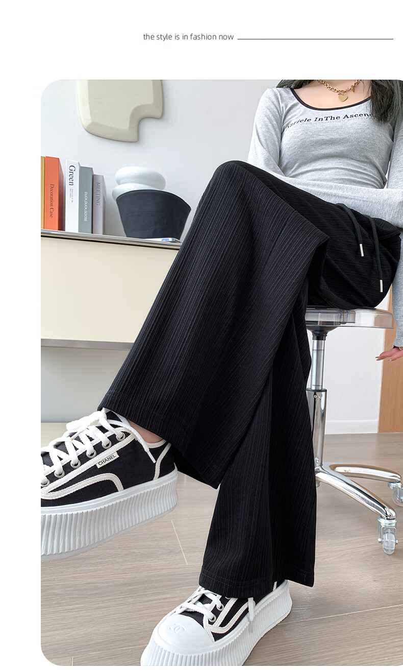 LangSha Ice Silk Cotton Wide-Leg Pants for Women, Spring And Summer Thin Style, Mosquito-Proof, Sun-Protective, Straight-Leg Slimming High-Waist Draping Casual Trousers for Wome 25