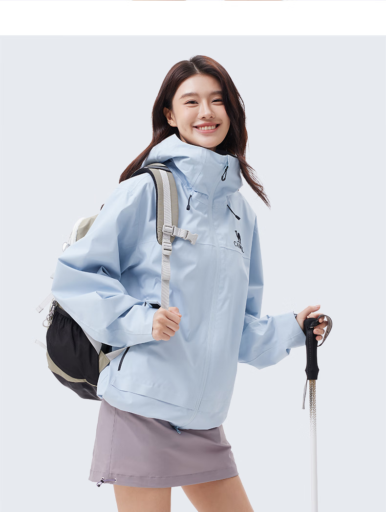 CAMEL Unisex Spring Autumn Hooded Loose-Fit Three-Proof Casual Short Jacket 734CATG621 26