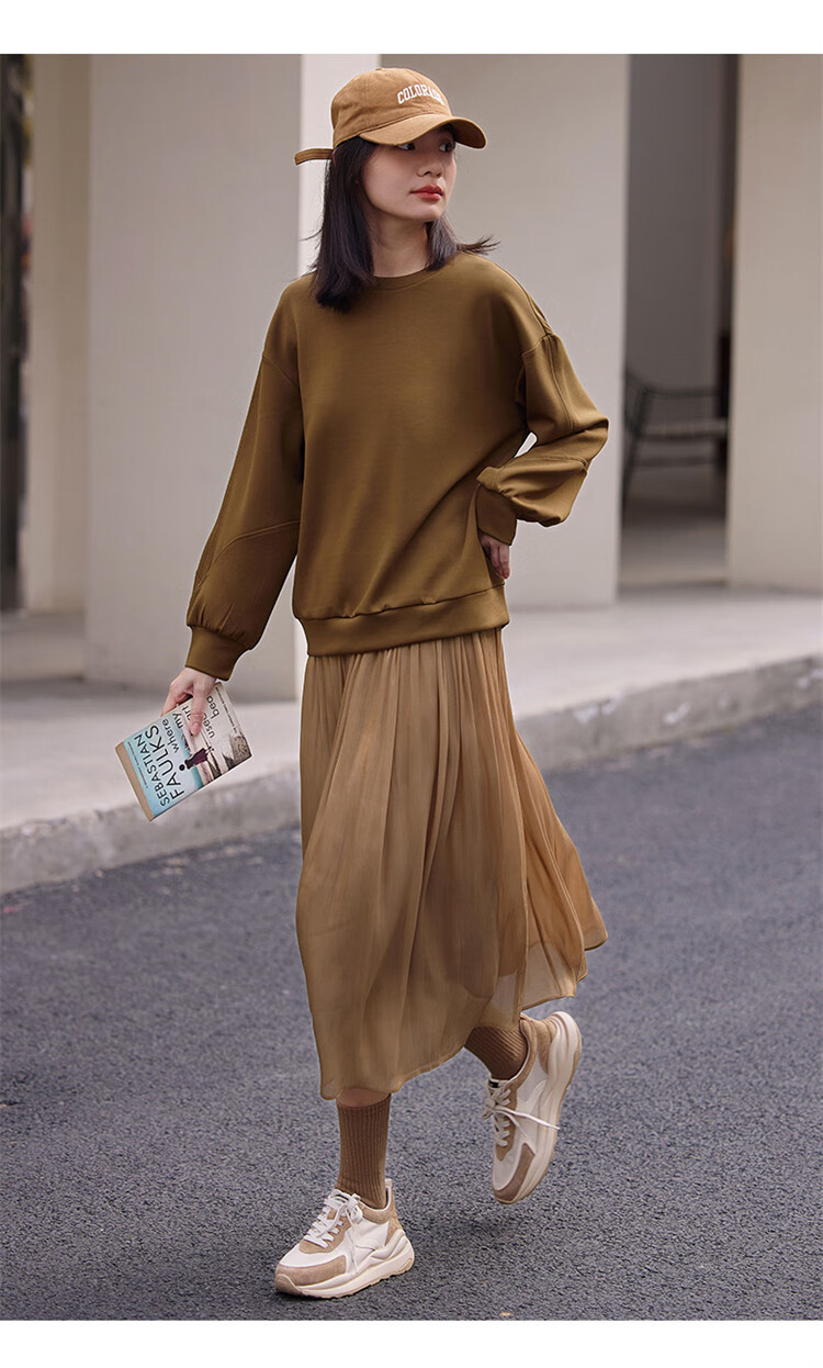 Dme [Flowing Light Pleated Skirt] Spring Style, Internet Celebrity-Inspired Elastic Waist Flowing Pleated Umbrella Skirt for Wome 23