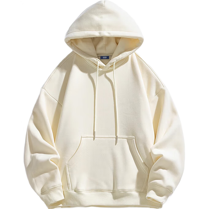 Mianzhi Men's Hoodie Casual Loose Solid Color Pullover Jacket Apricot XL