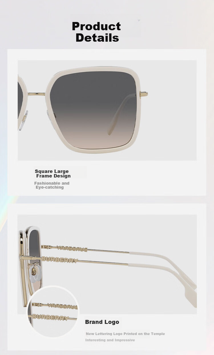 BURBERRY Sunglasses for Men And Women, Driving Sunglasses, Square Frame Glasses, Gift-Giving Authentic Product 0BE3145D1109G958 3