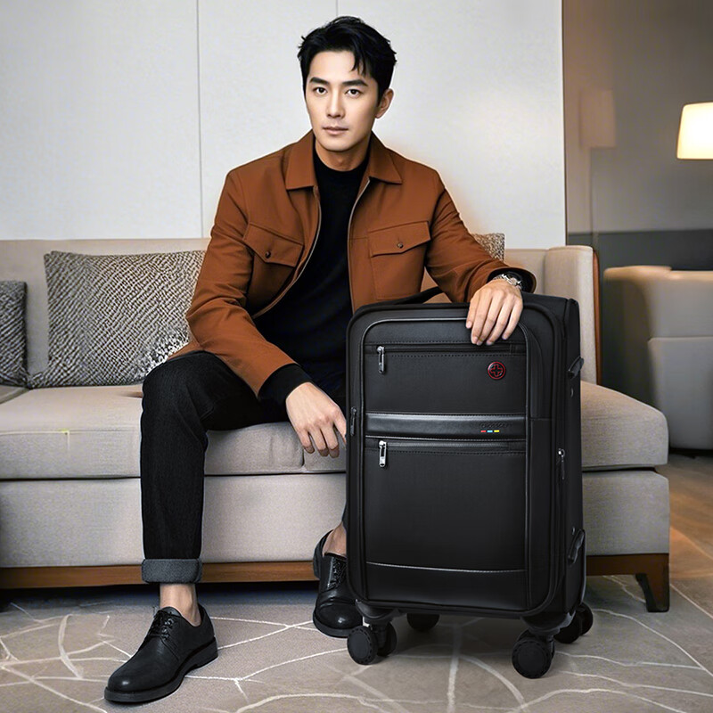CROSSGEAR Cross Medal Business Suitcase for Men And Women, 20-Inch Small Carry-On Trolley Case with Front Opening, Oxford Fabric Luggage for Travel And Business Trips