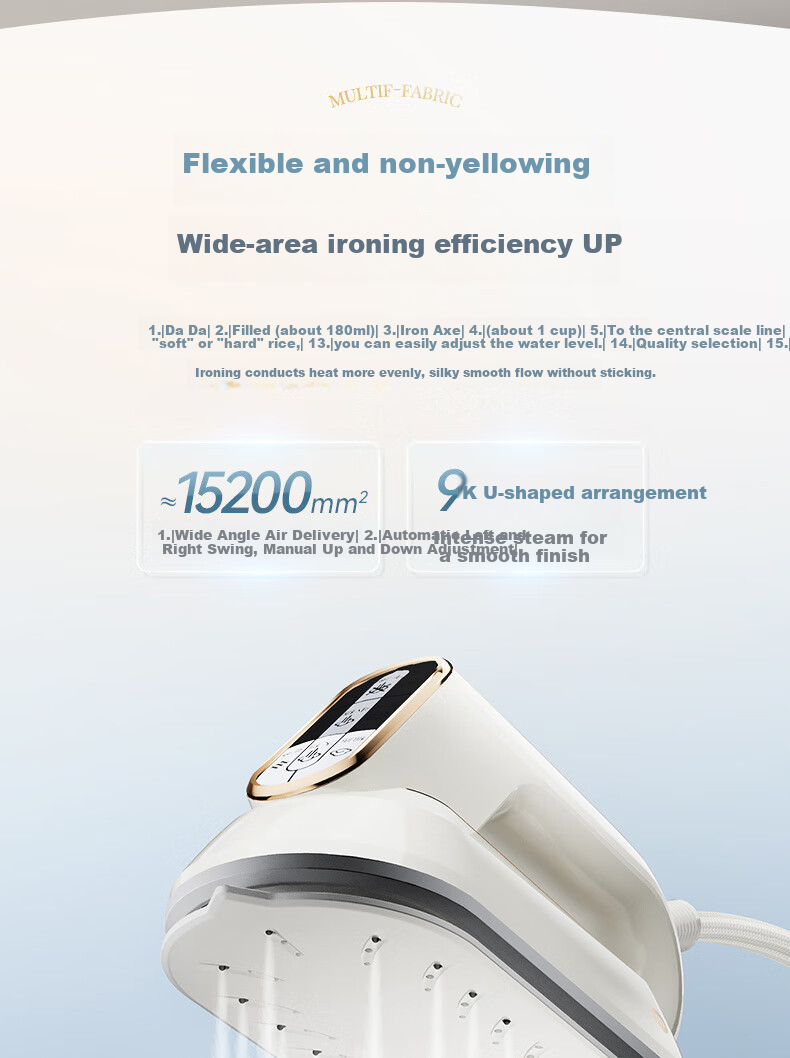 Morphyrichards Three-Fold Folding Iron Stand Garment Steamer Home Handheld Ironing Machine Steam Electric Iron Sterilization Dust Mite Removal Folding Storage Pulse Pressure Boosting Steam Ironing Table MR2035 14