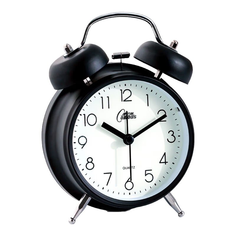 Compas Alarm Clock for Children And Students, Retro Mechanical Bell Alarm Clock with Loud Volume, Bedside Clock, Essential for Back-To Season, 2316 Black