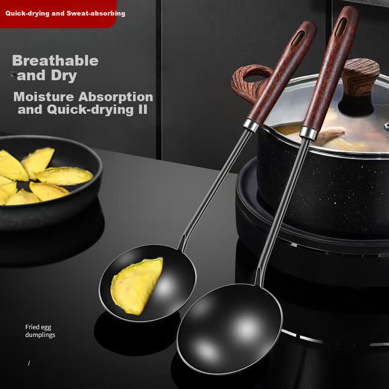 Dipuer Zhangqiu Iron Wok Spatula, Household Stir-Fry Spoon, Kitchen Non-Stick Pan Cooking Ladle, Iron Pan Special Spoon, Handmade Egg Dumpling Spoo