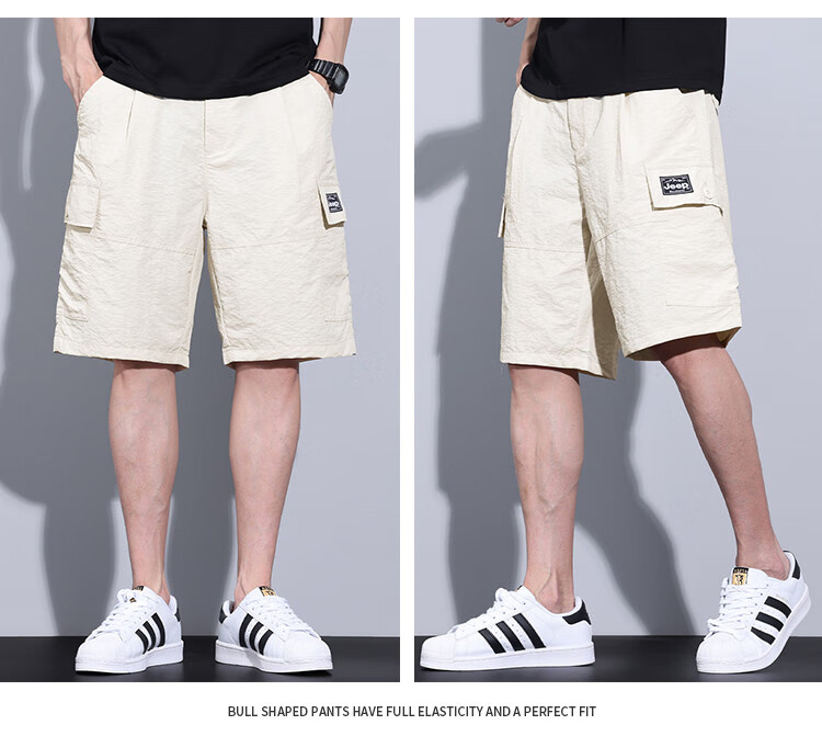 JEEP Ice Silk Workwear Five-Point Casual Shorts for Men, 2026 Summer Thin Loose Straight-Leg Cool Mid-Length Pants for Me 18