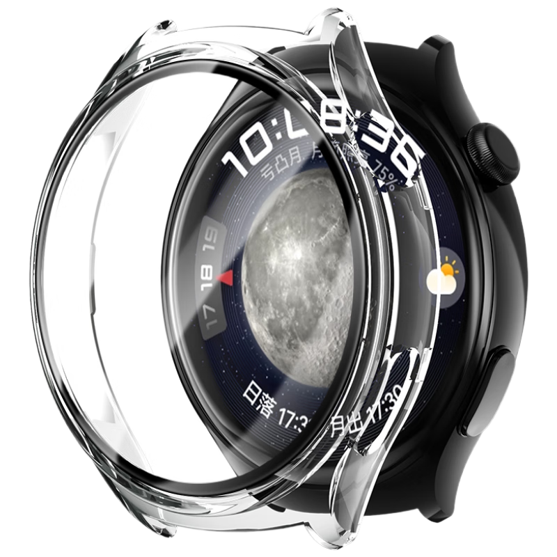 Binghong Protective Film Case for Huawei Watch 4, Integrated Protective Film And Case for Huawei Watch 4, Compatible with GT5 Pro, GT5, GT4, GT3 Pro, Shockproof And Scratch-Resistant - Transparent 46mm