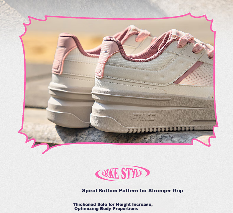 ERKE Women's Sneakers, Summer New Style Breathable Versatile Casual Shoes, Thick-Soled Comfortable Sports Shoes | Wanku 3 8
