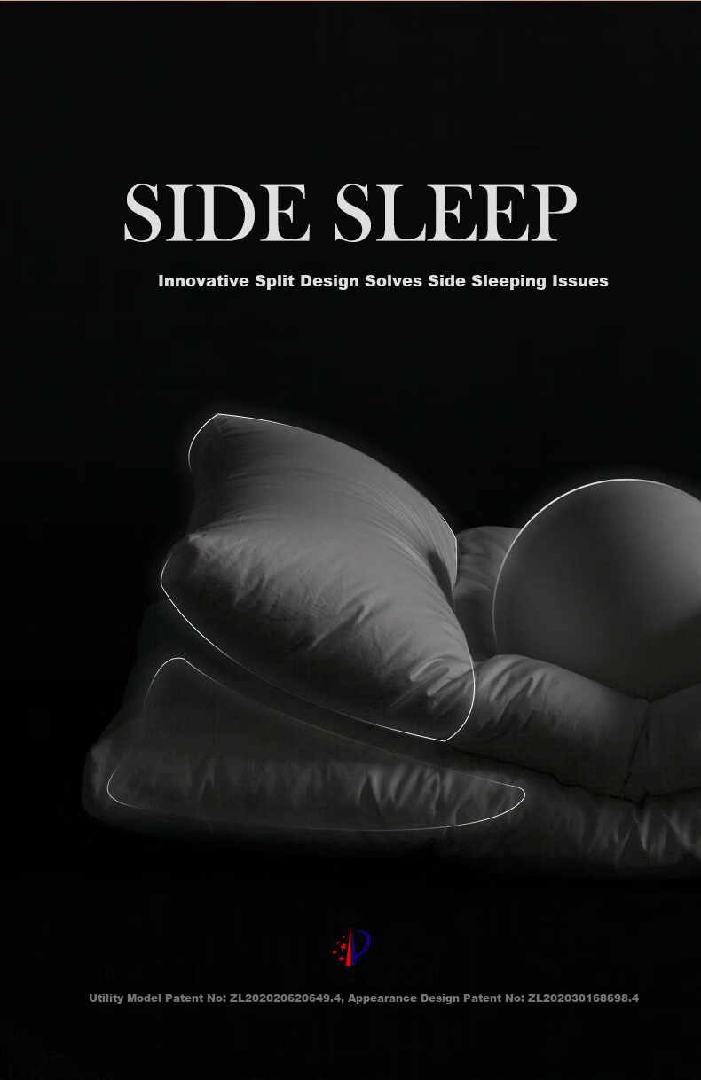 SIDANDA Pillow Core, 95% Goose Down Pillow, Side Sleeping Pillow, Feather Pillow, Half-Side Lying Pillow, Double-Layer Support Structure, Medium Pillow 2